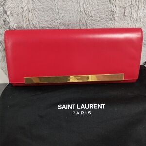 Saint Laurent Lutetia Flap clutch in red calfskin